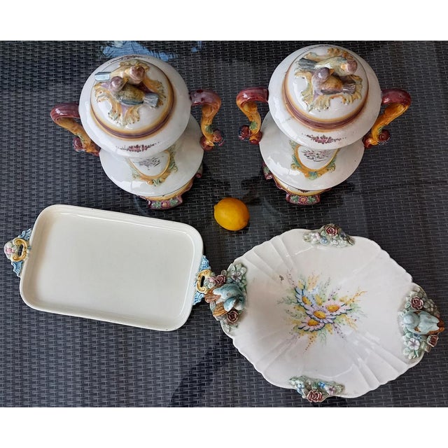 Vintage Vases with Tray and Centerpiece, 1920, Set of 4 For Sale - Image 9 of 16