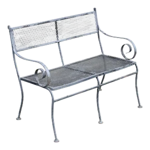 Vintage Wrought Iron Outdoor Garden Bench