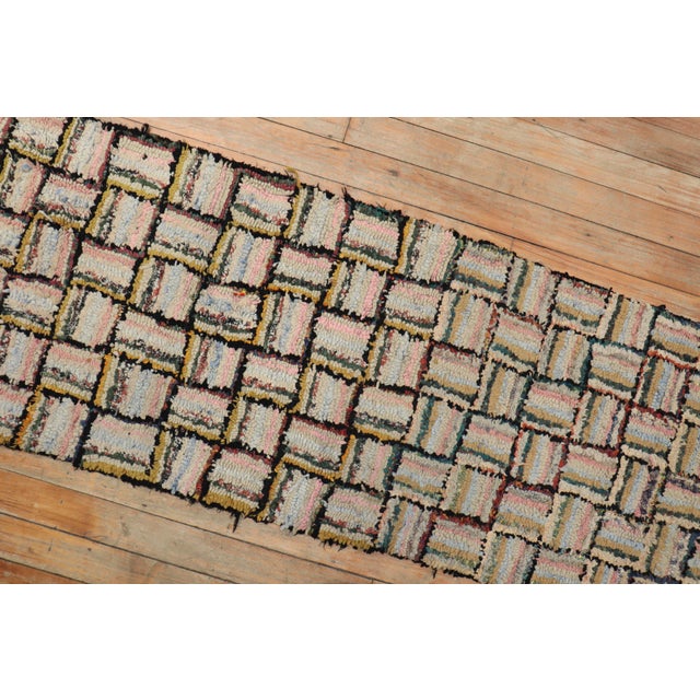 Skinny Vintage American Hooked Runner - 1'6" x 11'7" For Sale - Image 12 of 18