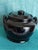Art Deco Striking 1940's Black and Floral Stoneware Cookie Jar or Beanpot For Sale - Image 3 of 5