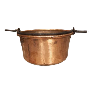 Antique Polished French Copper Chaudron or Wine Cooler With Wrought Iron Handle, C.1850