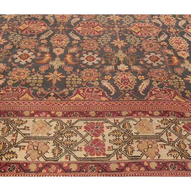 Antique Indian Amritsar Handmade Wool Rug For Sale - Image 4 of 9