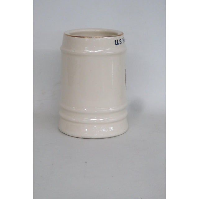 American Us Naval Academy Ceramic Beer Stein Large Mug With Gold Rim Made in Usa 4827b For Sale - Image 3 of 13