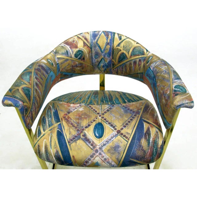 Brass Cantilevered Armchairs With Barrel Backs - a Pair For Sale - Image 9 of 10