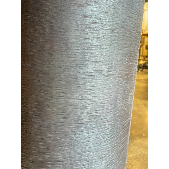 Custom Made Swivel Wooden Side Table With Metal Base For Sale - Image 10 of 11