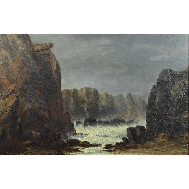 French School Artist, The Wild Coast of Belle-Île-en-Mer, 19th Century, Oil on Wood, Framed For Sale - Image 5 of 17