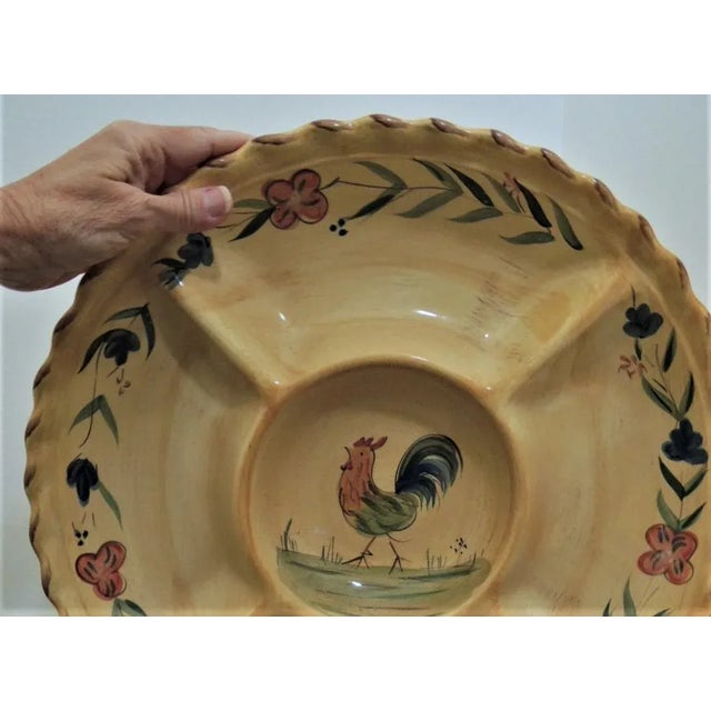 Vintage Handpainted Rooster Serving Platter For Sale - Image 10 of 13