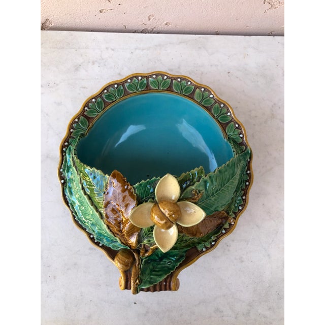 Late 19th Century Late 19th Century English Victorian Majolica Chestnut Server Minton For Sale - Image 5 of 10