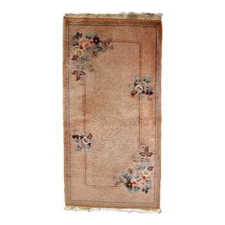 1950s Handmade Vintage Art Deco Chinese Rug For Sale