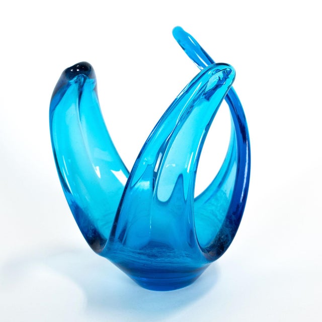 Blue 1960s Spanish Blue Art Glass Sculpture, Likely by Viartac For Sale - Image 8 of 12
