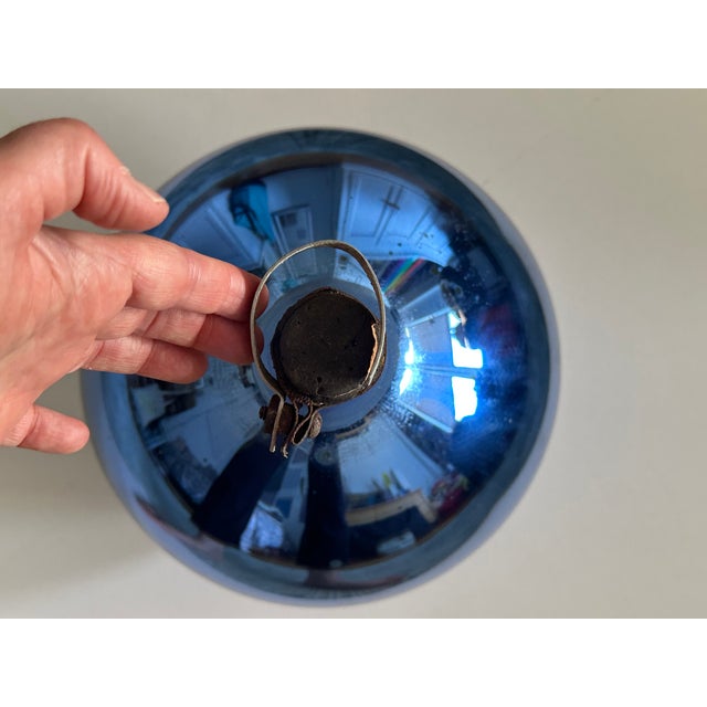 Royal Blue Early 20th Century Mercury Glass Garden Gazing Ball Ornament For Sale - Image 8 of 11