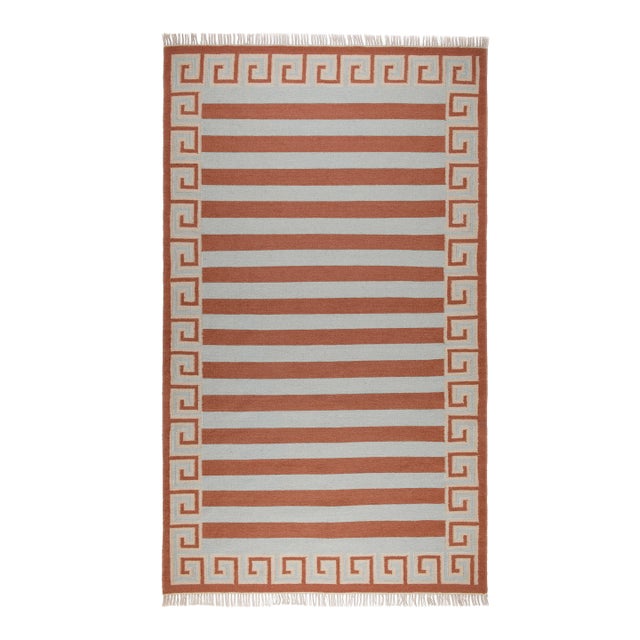 Part & Parcel Goods Wool Stripe Rug, 9' x 12', Sky Blue, Topaz and Eggshell For Sale