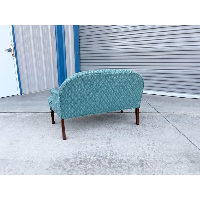 1960s Mid Century Mahogany Small Loveseat For Sale - Image 10 of 12