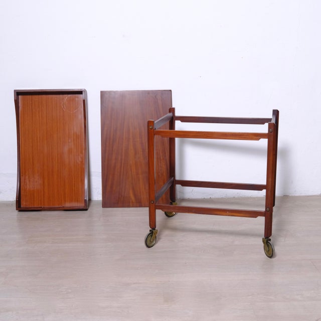 Vintage Bar Cart with Wheels and Removable Wooden Tray, 1960s For Sale - Image 16 of 18