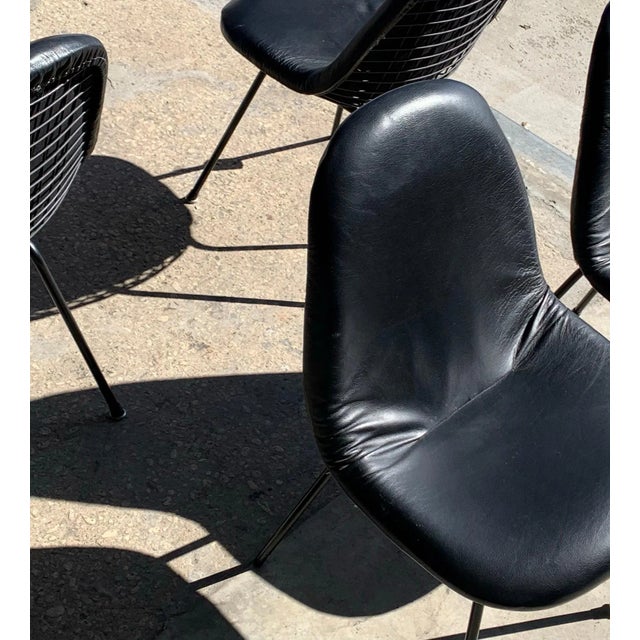 Herman Miller Charles and Ray Eames for Herman Miller DKX-1 Chair, Black Leather, H-Base, 1955 For Sale - Image 4 of 5