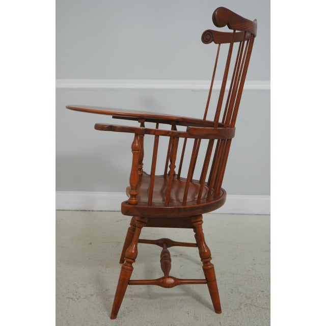 Frederick Duckloe Oak, Cherry, and Walnut Comb-Back Windsor Desk Writing Chair For Sale - Image 4 of 18