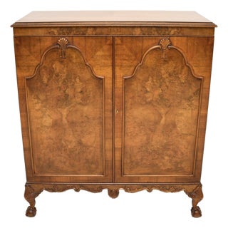 Queen Anne Burr Walnut Cabinet, 1920s For Sale
