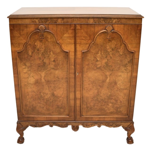 Queen Anne Burr Walnut Cabinet, 1920s For Sale