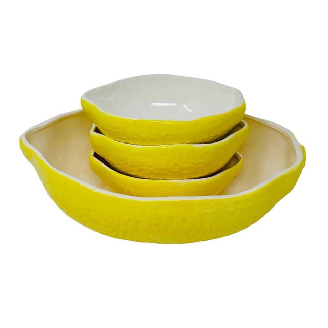 Ceramic Vintage Rubel & Co Lemon Bowls a Set of 4 For Sale - Image 7 of 11