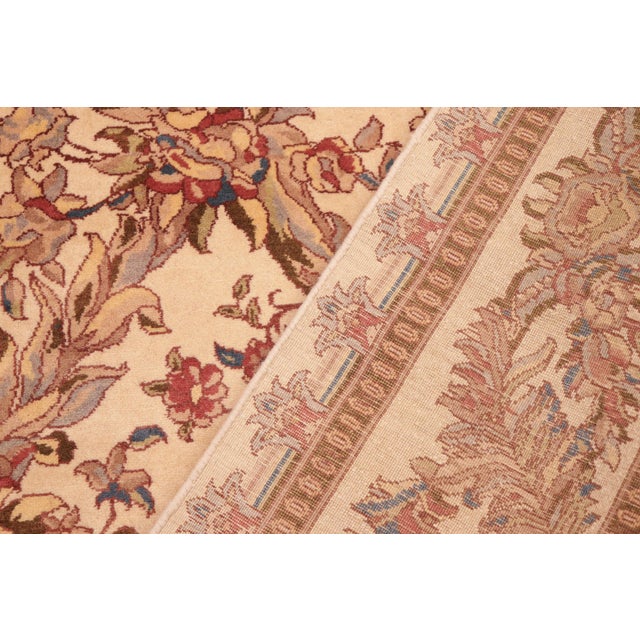 Textile Shabby Chic Trellis 1990's Pak-Persian Ivory/Pink Wool Rug - 6'2'' X 9'3'' For Sale - Image 7 of 9