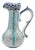 Handmade Ceramic Tall Pitcher (40cm) – Turquoise Stripes & Golden Horn Pattern – Mediterranean Decor For Sale