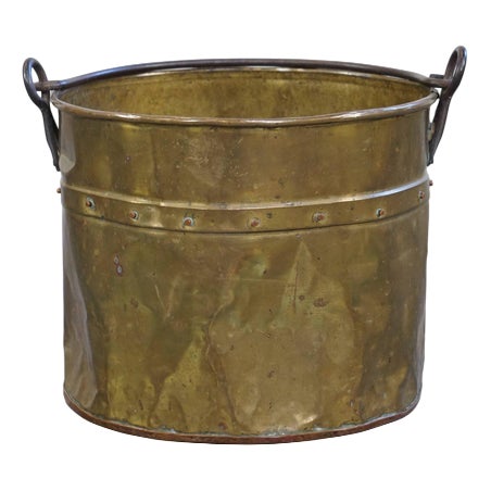 Copper Firewood Container with Handle For Sale