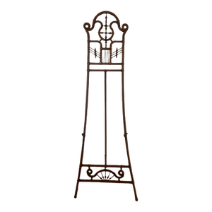 C. 1900 Victorian Oak Stick and Ball Ornate Easel Stand