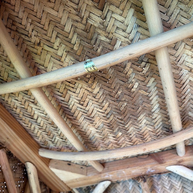 Vintage Philippine Herringbone Woven Rattan Lounge Chair For Sale - Image 11 of 12
