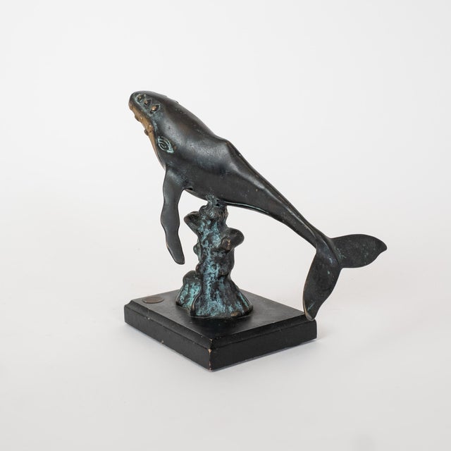 Nautical Late 20th Century Spi Bronze Finish Humpback Whale Sculpture For Sale - Image 3 of 8