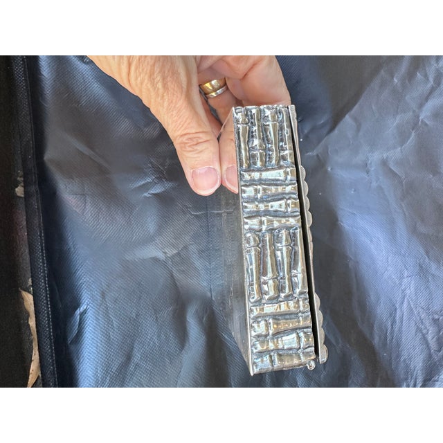 Metal 1960’s Silverplate Bamboo Trinket Box For Sale - Image 7 of 9