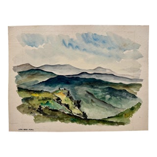 Henry Emil Salloch Original Watercolor on Paper Lion Head Trail, 1954. For Sale