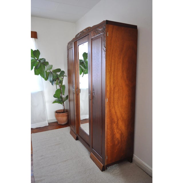 French Art Deco Three-Door Cabinet with Faceted Mirror For Sale - Image 4 of 17