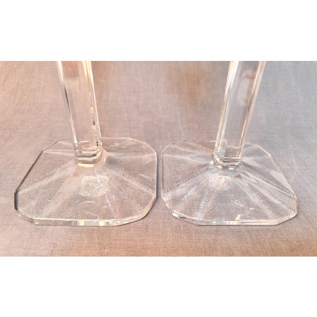 Crystal Arnolfo Di Cambio Candlesticks--"Polygon" by Designer Catya Castel--a Pair For Sale In Seattle - Image 6 of 7