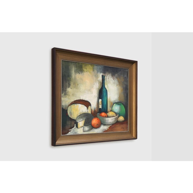 A. De Man, Still Life with Bottle and Fruit, 1960, Oil Painting on Canvas, Framed For Sale - Image 8 of 11