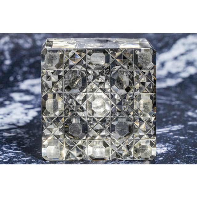 Elegant Large Antique Paperweight Crystal Sterling Silver English Desk Inkwell For Sale - Image 14 of 15