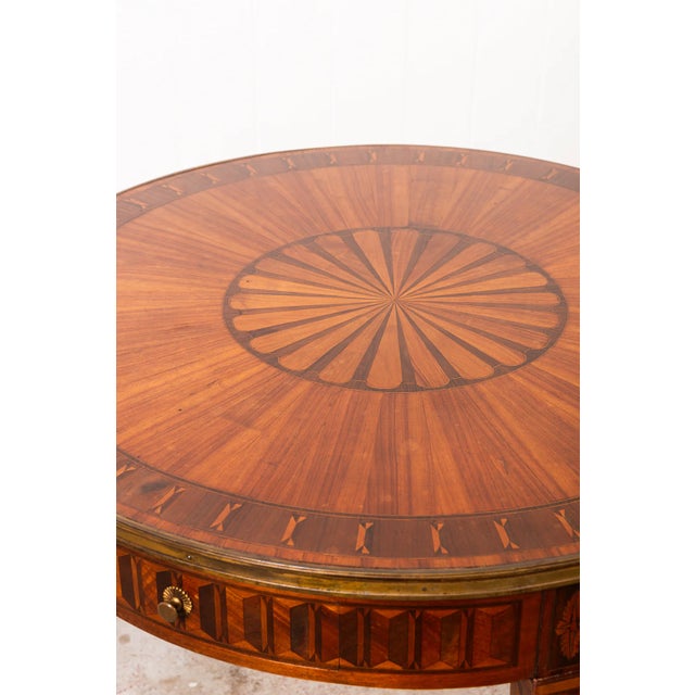 19th Century 19th Century French Circular Inlaid Centre/Side Table With Side Sliders For Sale - Image 5 of 9