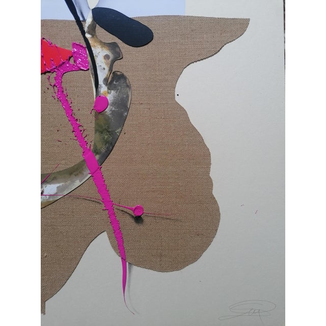 Specu 2023 collage paper 100x70x1 collage acrylic drops on paper composition extracted from animals face person subjects...