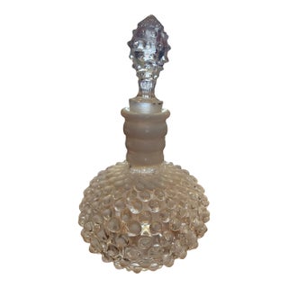 Vintage 1940s Mid Century Modern Fenton Perfume Bottle. Clear With Milk Glass Tipped Hobnails. For Sale