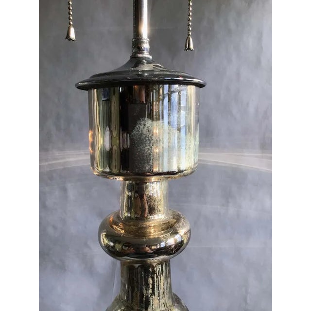 1970s Mercury Glass Table Lamp on Wood Painted Base For Sale In New York - Image 6 of 12