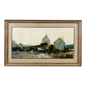 Philip Jamison Coastal Scene Watercolor Painting , Signed & Framed 1950's