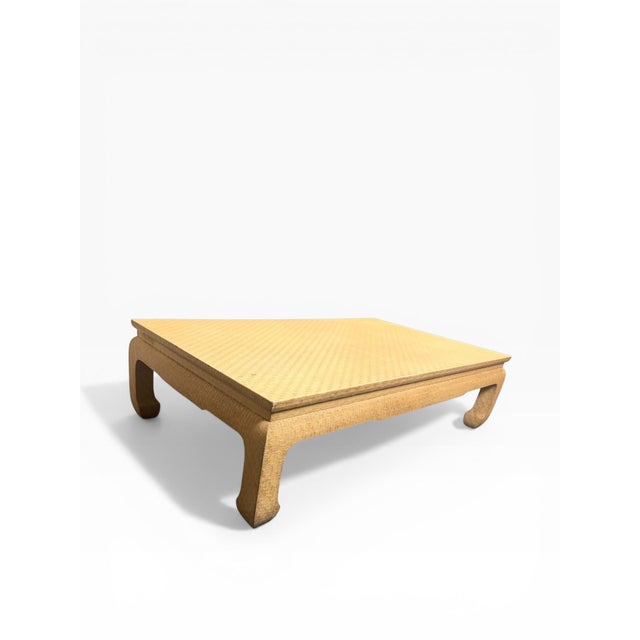 Hollywood Regency Vintage Baker Raffia Wrapped Ming Style Coffee Table, 55” For Sale - Image 3 of 9