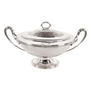 Antique George III Sterling Silver Soup Tureen Cover Benjamin Laver London 1787 For Sale