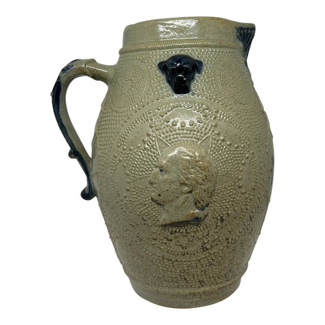 Late 19th Century Antique Whites Utica Salt Glazed Jug For Sale