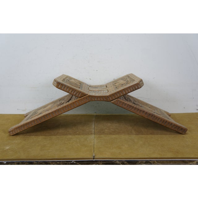 Mid 20th Century South American Honduras Carved Teak Folding Stool Seat Chair Mayan Aztec For Sale - Image 12 of 15