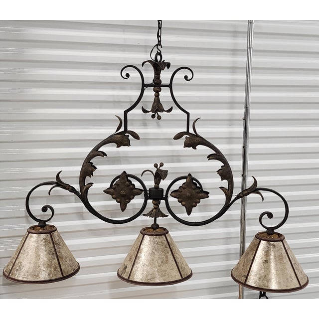 French Ironware International, Inc Victoria 3 Light Pendant Chandelier For Sale - Image 3 of 17