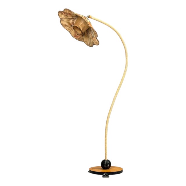 Swedish Modern, Organic Floor Lamp, Cord, Wood, Sweden, 1930s For Sale
