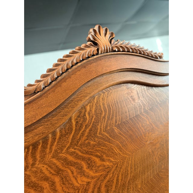 Victorian Early 20th Century Antique Tiger Oak Bed Frame For Sale - Image 3 of 10