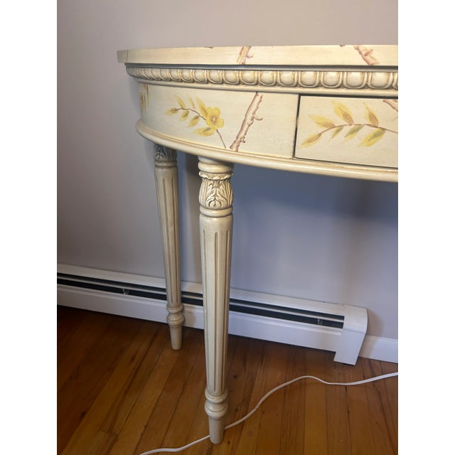 Neoclassical Traditional Accents Demi Lune Console Table For Sale - Image 3 of 12