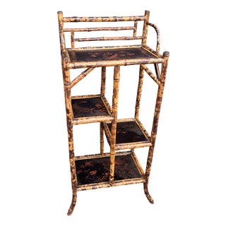 Bamboo Etagere With Chinoiserie Panels, 19th Century For Sale