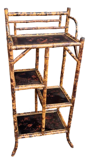 Bamboo Etagere With Chinoiserie Panels, 19th Century